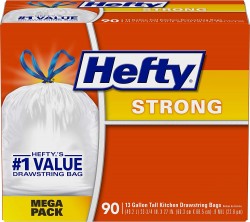 90-Pack Hefty Strong 13-Gal Drawstring Trash Bags $11 at Amazon