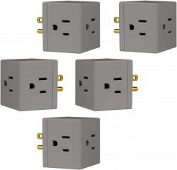 5-Pack GE 3-Outlet 3-Prong Extender Wall Cube 