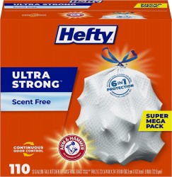 110-Count Hefty Ultra Strong 13-Gallon Kitchen Trash Bags 