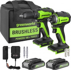 Greenworks 24V Max Cordless Drill/Driver Combo Kit 