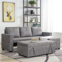 MOEO 84" L-Shaped Sectional Sofa w/ Pullout Bed 