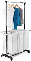 Honey Can Do Rolling Laundry Cart with Hanging Bar 