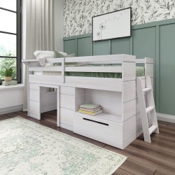 Max & Lily Farmhouse Low Loft Twin Bed with Drawer 