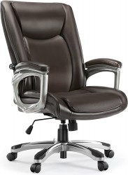  High Back Bonded Leather Office Chair w/ Cushion Armrests 