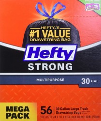 56-Count 30-Gallon Hefty Strong Large Trash Bags 
