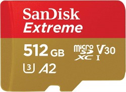 SanDisk 512GB Extreme microSDXC UHS-I Memory Card with Adapter 