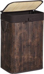 Songmics Bamboo Laundry Hamper with Lid 