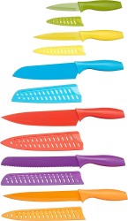Amazon Basics 12-Piece Color-Coded Kitchen Knife Set 