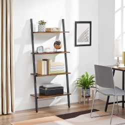 4-Tier Vasagle Alinru Ladder Bookshelf w/ Steel Frame & Adjustable Feet 