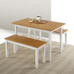 Zinus Becky Farmhouse Dining Table w/ 2 Benches 
