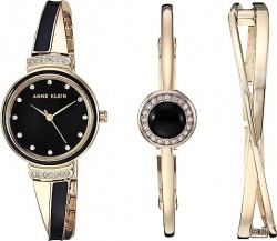 Anne Klein Women's Premium Crystal Accented Watch and Bangle Set 