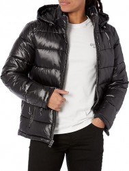 GUESS Mid-Weight Men's Puffer Jacket w/ Removable Hood 