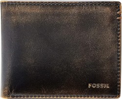 Fossil Wade Men's Leather Bifold Wallet with Flip ID 