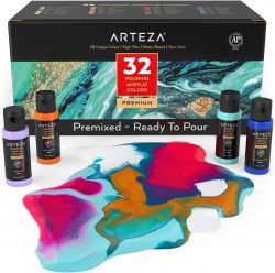  32-Count 2oz Arteza Pouring Acrylic Assorted Paint Colors 