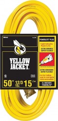50' Yellow Jacket 12/3 Heavy-Duty 15-Amp SJTW Extension Cord $30 at Amazon