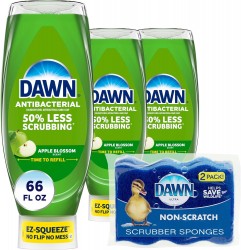  3-Pack Dawn Antibacterial EZ-Squeeze Liquid Dish Soap (22oz each) $11 at Amazon
