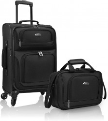 U.S. Traveler Rugged Fabric Expandable Carry-on Luggage 2-Piece Set 