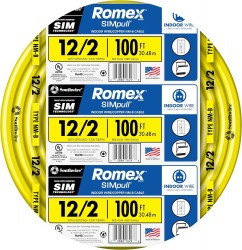 Southwire Romex Simpull 100-Foot Solid Indoor 12/2 W/G NMB Cable $69 at Amazon