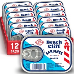 12-Pack 3.75oz Beach Cliff Wild Caught Sardines $8.65 at Amazon