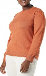 Amazon Essentials Women's Soft Touch Pleated Shoulder Crewneck Sweater 