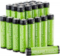 24-pack AmazonBasics AAA NiMH Rechargeable Batteries $14 at Amazon
