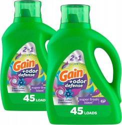 65oz Gain + Odor Defense Laundry Detergent Liquid Soap 