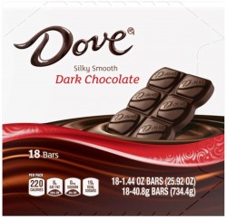 18-Pack Full Size DOVE Dark Chocolate Bars (1.44oz each) 