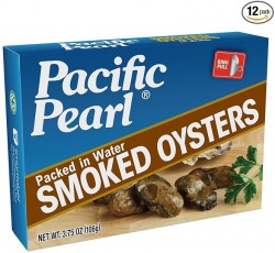 12-Pack 3.75oz Pacific Pearl Smoked Oysters in Spring Water $22 at Amazon