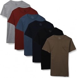 Fruit of the Loom Men's Eversoft Cotton Pocket T-Shirt 6-Pack $17 at Amazon