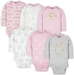 6-Pack Gerber Baby Girls' Long-Sleeve Onesies Bodysuits 